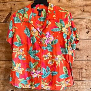 Lauren Ralph Lauren Floral Hawaiian Print 100% linen